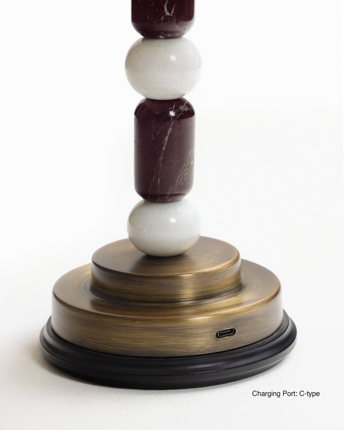 Totem I - Lavente | Cordless Rechargeable Table Lamp in Stone & Antique Brass