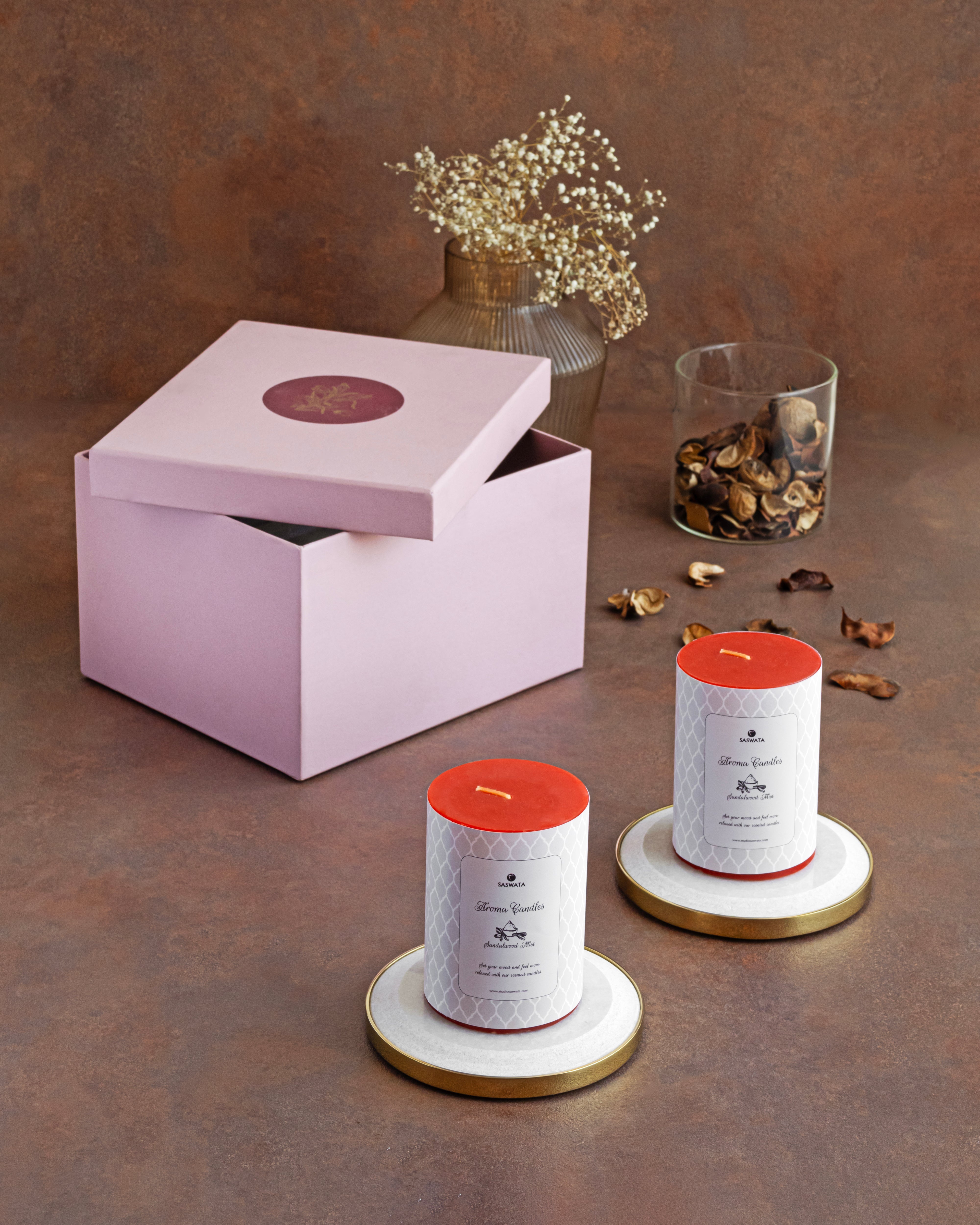 Yang Candles Plates + Aroma Candles _ Gift Box