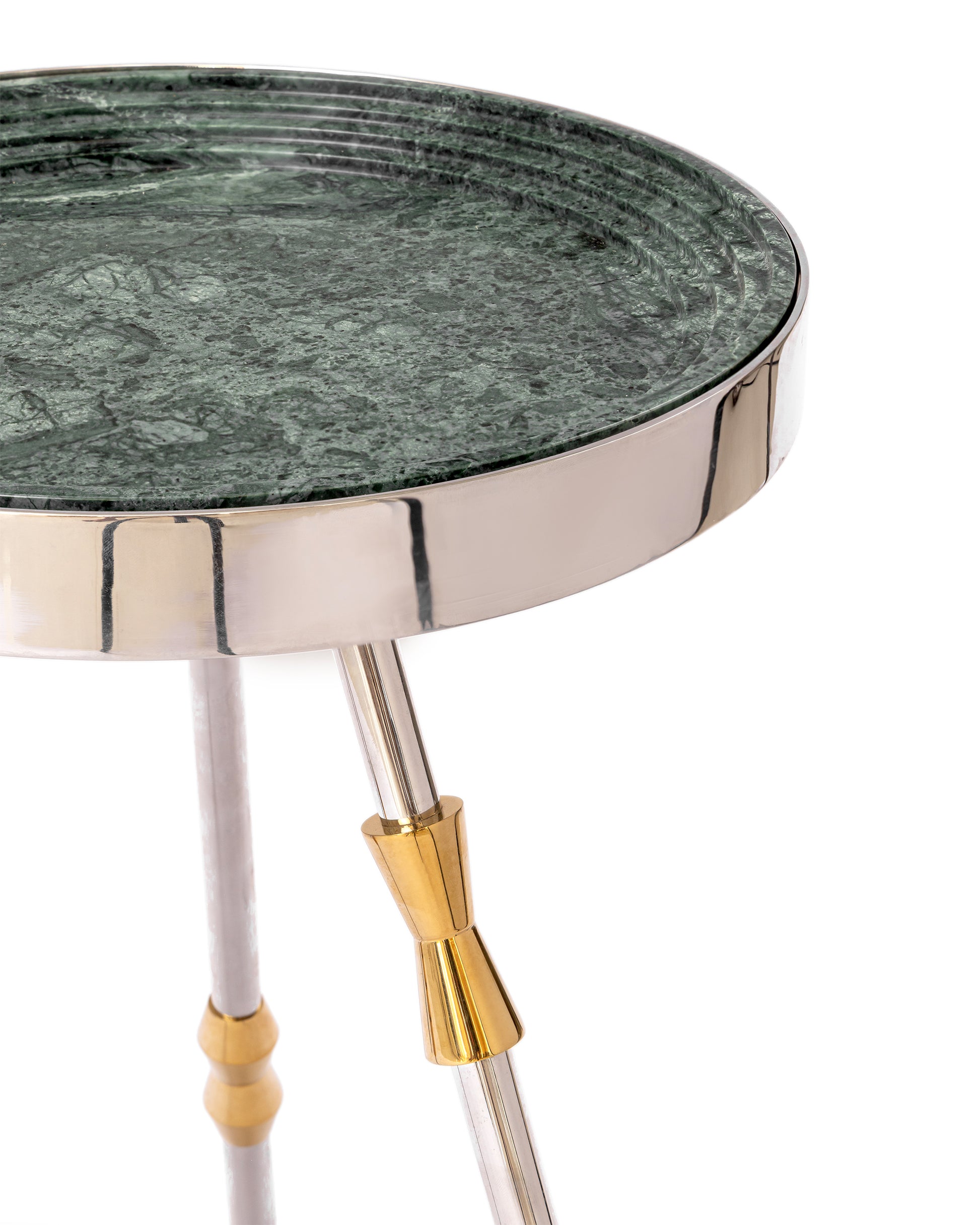 Close-up of Green Marble Top with Concentric Grooves