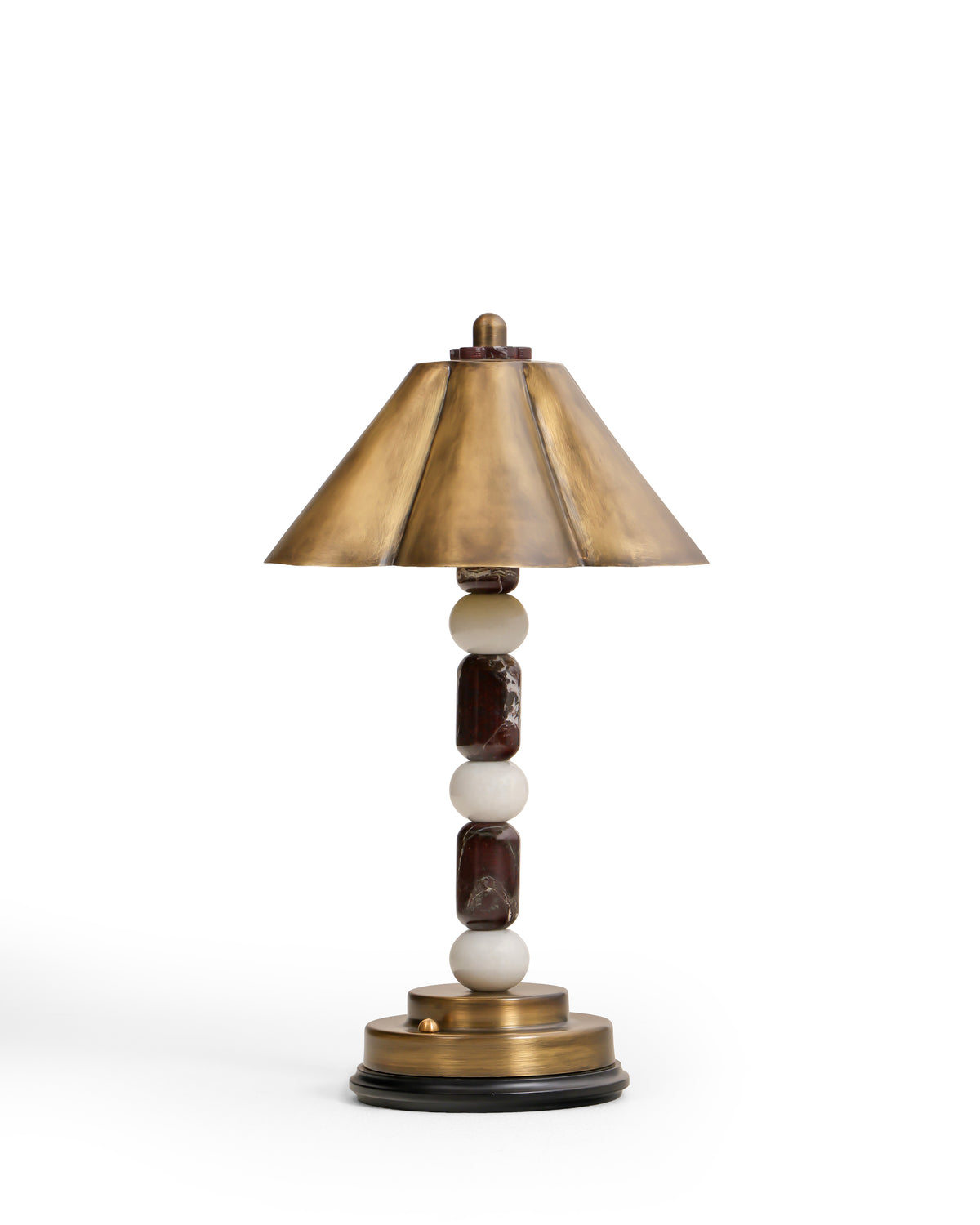 Totem I - Lavente | Cordless Rechargeable Table Lamp in Stone & Antique Brass