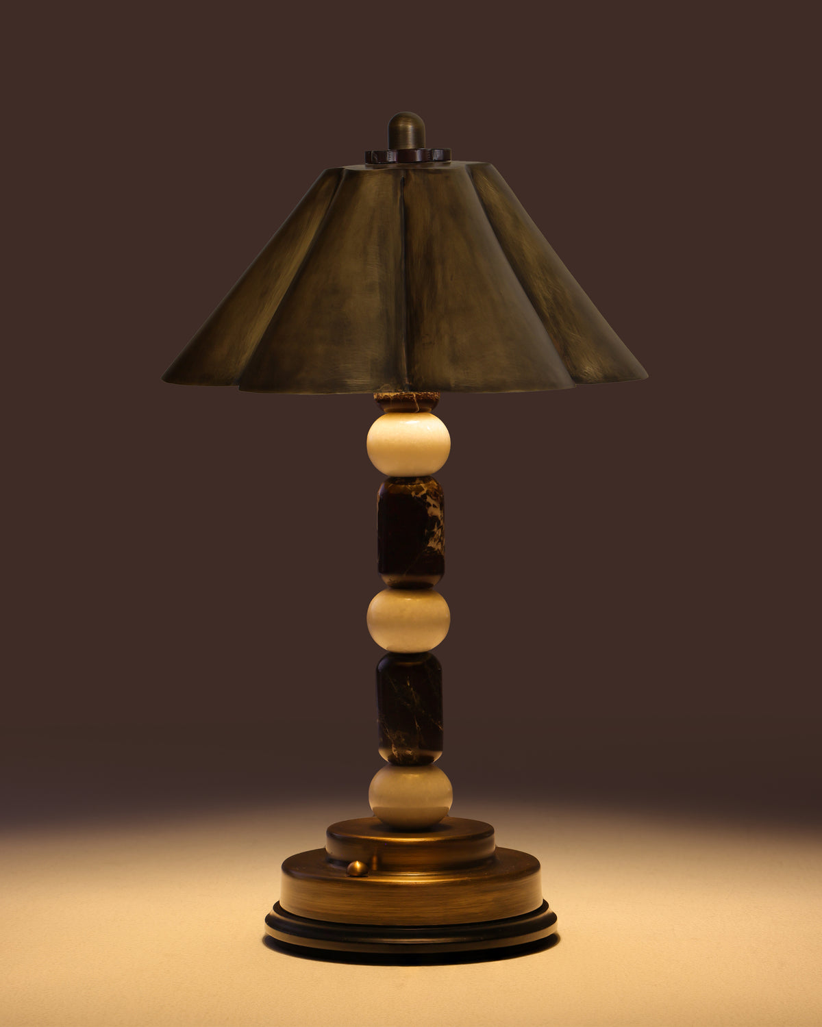 Totem I - Lavente | Cordless Rechargeable Table Lamp in Stone & Antique Brass
